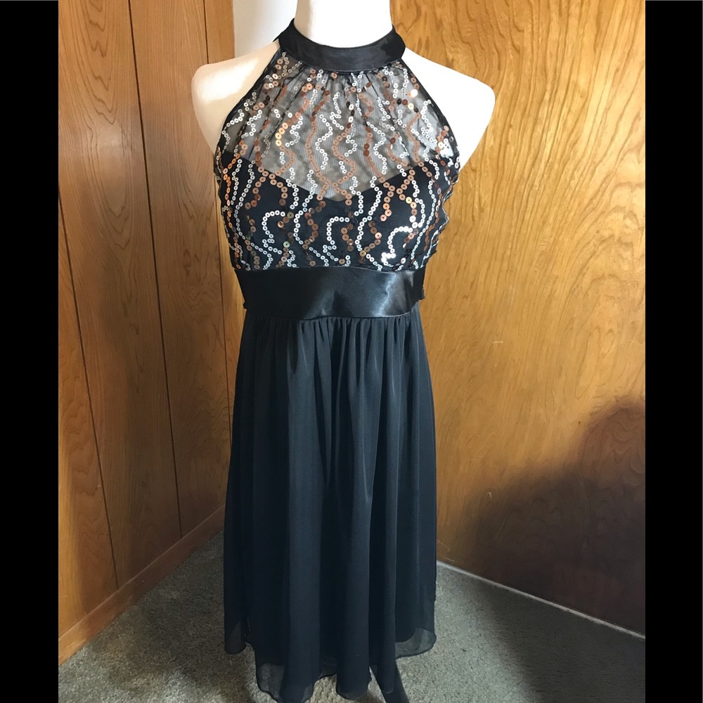 Teeze Me Sequined-Top Halter Dress, size M